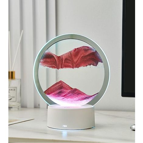 Photos de sable à tourner avec lumière LED, sable fin, art de sable en mer profonde, art de sable en mouvement, lampe de table 3D, peinture à sable fluide, image de sable dynamique 16x9.5x19cm-E (1/4)
