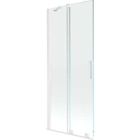 Mexen Velar écran de baignoire à 2 ailes coulissante 80 x 150 cm, transparent, Blanc - 896-080-000-01-20