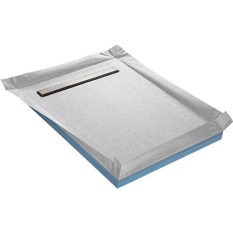 Piatto doccia da piastrellare COMPACT LINEBORD 4 pendenze con membrana impermeabile e scarico ultrapiatto 120 x 120 cm