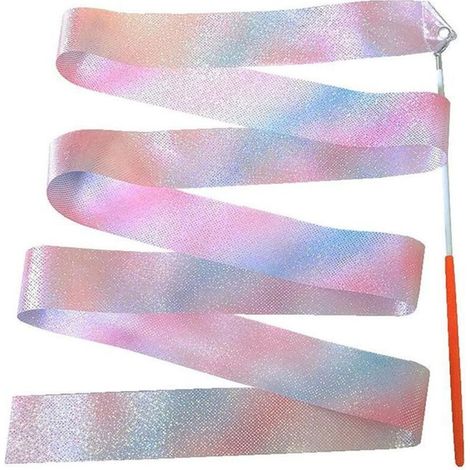 m/4 m Enfants Danse Gymnastique Bande de Soie Baguettes Scintillant Rythmique Artistique Ballet Twirling Bandes de Soie pour (1/4)