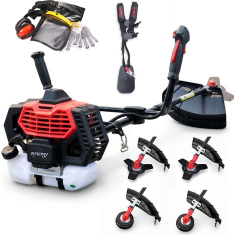 Synergy Desbrozadora Gasolina 65cc 4,9CV Profesional 4 en 1, motor 2T, discos 2 y 3 puntas, cabezal automático