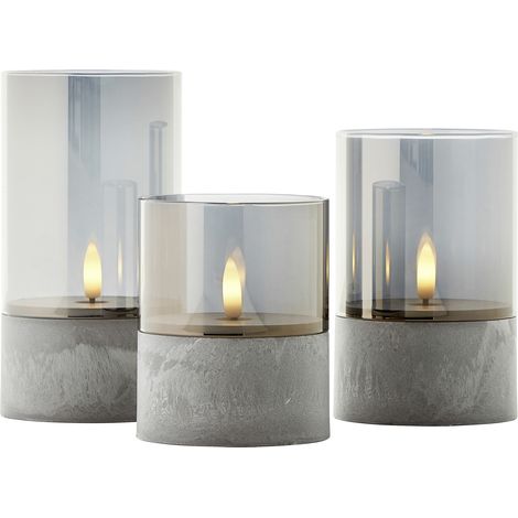Brilliant LED Tischleuchten Kerzen Bougie grau rauchglas 3 Stück Tischlampe