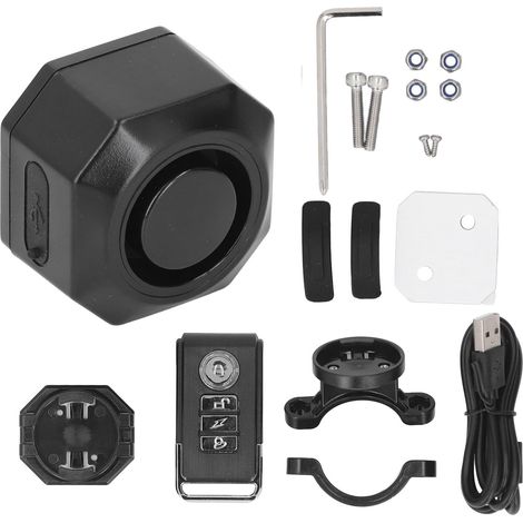 Alarme de Vélo avec Télécommande, Système D'alarme avec Capteur de Mouvement et de Vibration Antivol Puissant 115 DB, Dispositif D'alerte de Véhicule étanche et Rechargeable (1/5)