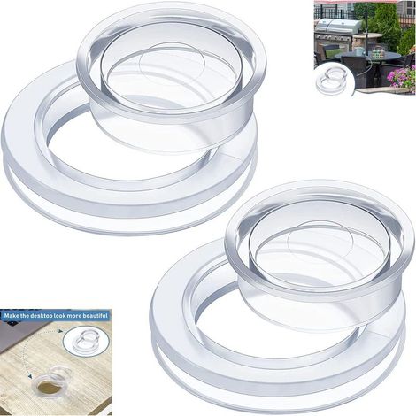 Set di 3 anelli e tappi per ombrellone da giardino, set di tappi e cappucci per anelli con foro più spesso per ombrelloni di dimensioni standard (trasparenti) (1/5)