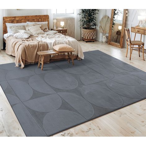 Paco Home Teppich Wohnzimmer Schlafzimmer Kurzflor Skandinavisches Boho Muster Geometrisch 200x280 cm, Anthrazit 6
