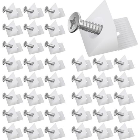 Cales en Plastique pour Meuble Tiroir, Fond de Tiroir Connecteur avec Vis Équerre De Fixation Renfort Tiroir Connecteur Arrière Stabilisateurs pour Réparer Affaissement Étagère Meuble (40) (1/5)