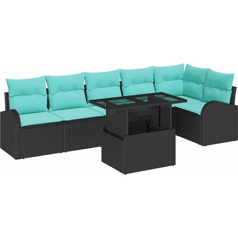 Set Divano da Giardino 7 pz Nero Poly Rattan vidaXL (1/5)