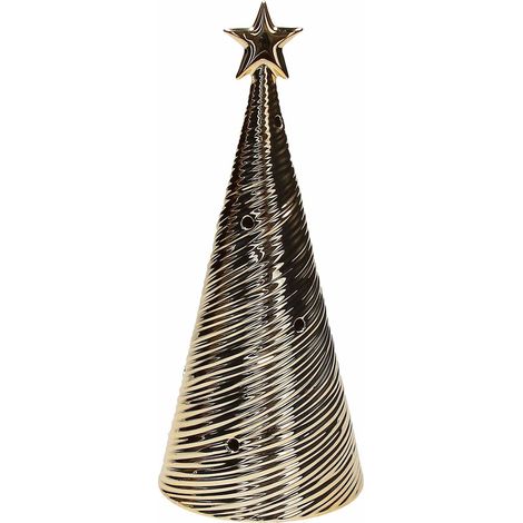 Tognana Albero Natale Conico con Led H 25 Cm Christmas Texture Porcellana Oro