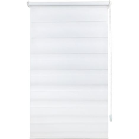 Store Enrouleur Double- Translucide & Occultant Jour Nuit Montage par Serrage sans Percer pour Fenêtre Et Porte avec Chaînette, 50 x 150 cm Blanc (1/5)