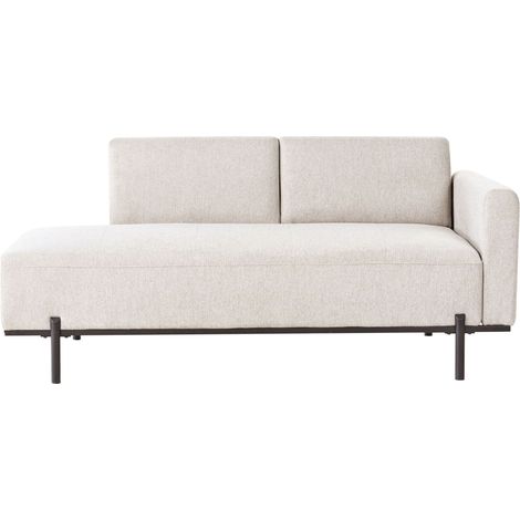Chaise Longue à Droite Style Minimaliste Pieds Métallique en Faux Lin Beige Clair Savasse (1/5)