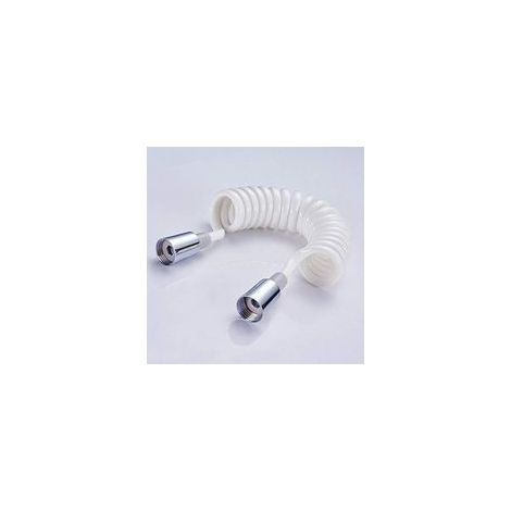 Tubo doccia in schiuma con tappo in rame, tubo telescopico in PVC da 1,5 m, retrattile, per doccetta, WC e bidet, bianco - Crezuo