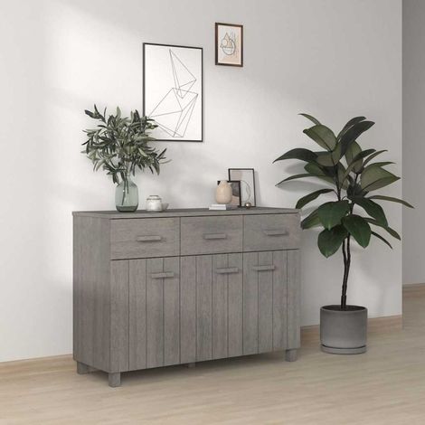 vidaXL Aparador HAMAR madera maciza de pino gris claro 113x40x80 cm (1/5)
