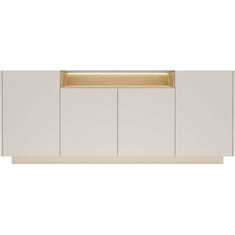 Buffet 4 portes et 1 niche avec LEDs - Beige et naturel clair - ALIVENTO (1/4)