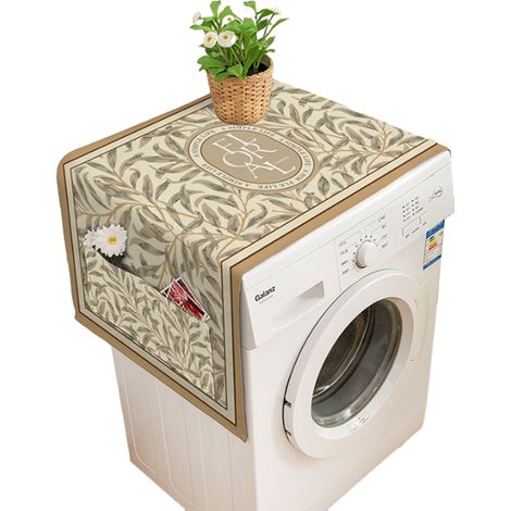 Housse Pour Lave-Linge Et Seche-Linge - Tissu Coton Lin Impermeable Antipoussiere - Avec Poches De Rangement - 65 X 180 Cm (1/5)