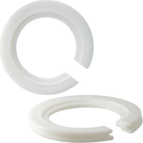 Set mit 2 Lampenschirmadaptern aus Kunststoff, E27 auf E14, Reduzierscheibe (44 mm auf 28 mm) mit Duplex-Befestigungsring, weiß (1/5)