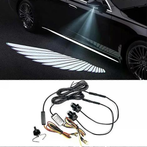 2 Stück Auto-Engelsflügel-Dekorations-Ambientebeleuchtungsstreifen, Begrüßungslicht, 12V Rückspiegel, dynamische Teppichbeleuchtung, Ambientebeleuchtung JXLGV (1/5)