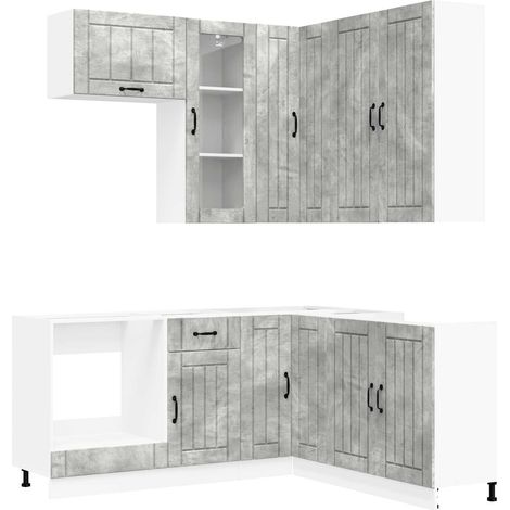 Kücheneinheit LUCCA 8 Stk. Betongrau Holzwerkstoff vidaXL (1/5)