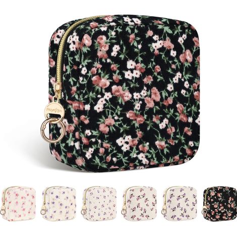 13513cm Pochette Tampons Hygiéniques Sac Rangement Serviette Hygiénique Femme Protège Slip Culotte Menstruelle Pochette Tissu pour Anniversaire Cadeau Premieres Régles Jeune Filles Noir-Rose Rouge (1/5)