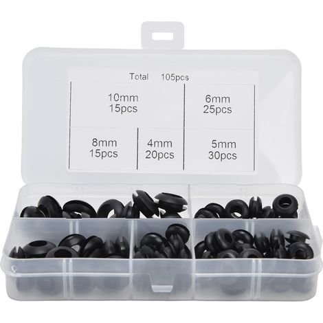 105 pièces kit de bagues en caoutchouc pour câbles électriques, joints de protection, passe-fils assortis, bobinage de plomberie (1/5)