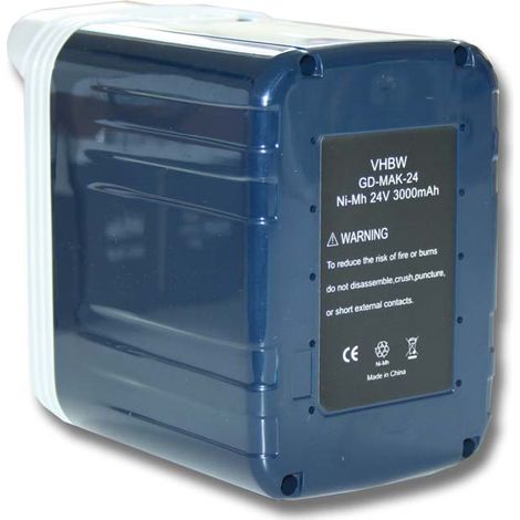 vhbw Batterie compatible avec Makita BJR240WAE, BLS712SFK, BLS712, BLS820, BMR100, BLS820SFK, BLS820SF, BML240 outil électrique (3000 mAh, NiMH, 24 V) (1/2)
