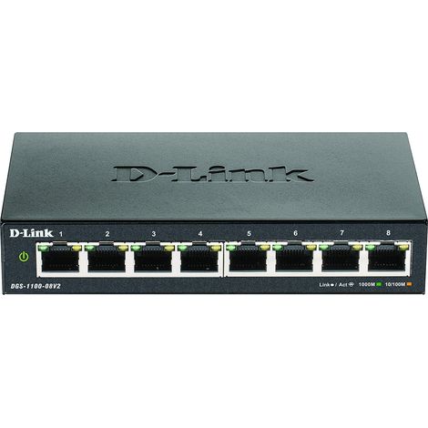 Switch administrable smart Gigabit 8 ports avec prise en charge VLAN, fonctionnalités de couche 2, QoS, 802.3az EEE, sans ventilateur (1/5)