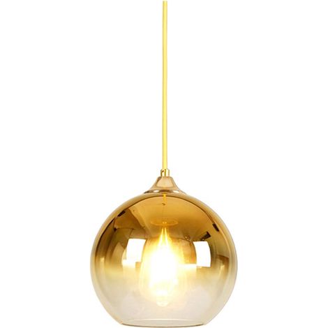 Suspension sphérique en verre dégradé, Luminaire moderne E27 (Or, 25 cm)