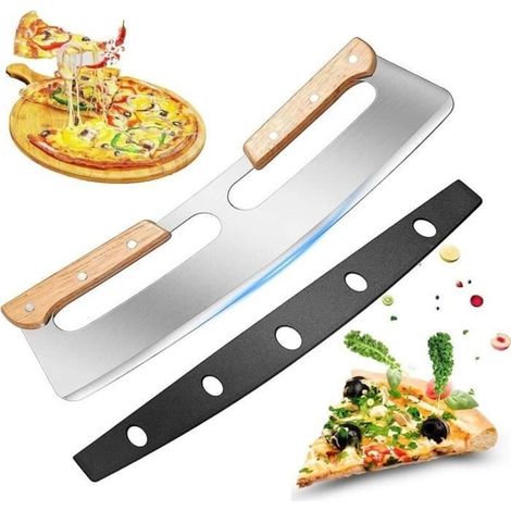 Pizza Cutter, Pizza Knife, Stainless Steel Pizza Knife with Wooden Handle, Pizza Slicer, Pizza Knife with Cover (1/4)