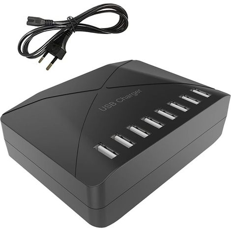 40W USB Charger, 8-Port Multi-USB, Charging Hub with Smart Sensing, Multi-Port USB Charging Station, for Smartphones, Tablets and Other Devices (1/5)
