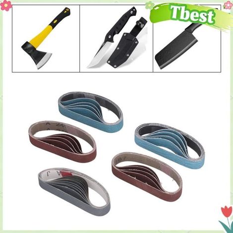 Tbest Ensemble de bandes abrasives Assortiment de bandes abrasives, affûteur de couteaux, outillage polissage 3/4 po 12 po (1/5)