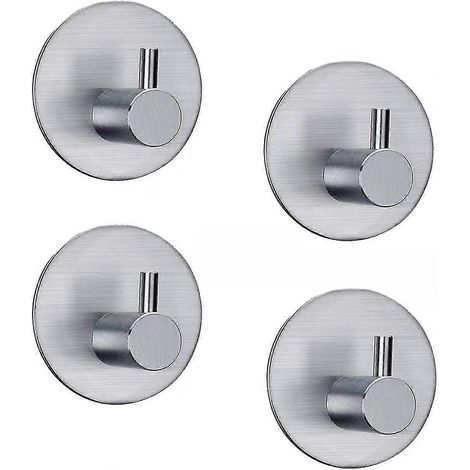 Lot de 4 crochets adhésifs 3M, crochets muraux de salle de bain auto-adhésifs en acier inoxydable, porte-serviettes avec ruban adhésif Scotch, couleur argent, pour la maison et le bureau (1/3)