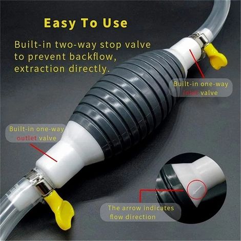 Pompe à eau multifonctionnelle, pompe à huile, pompe de transfert de carburant liquide (essence/diesel) avec tuyau de siphon de 2 m (1/4)