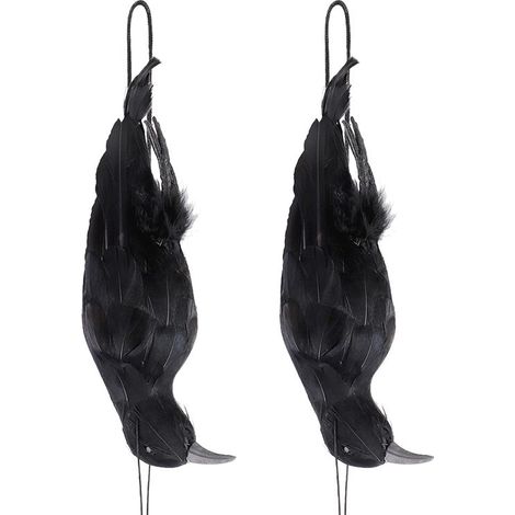 Beyamis Corbeau noir artificiel suspendu, accessoire décoratif pour Halloween (lot de 2) (1/5)