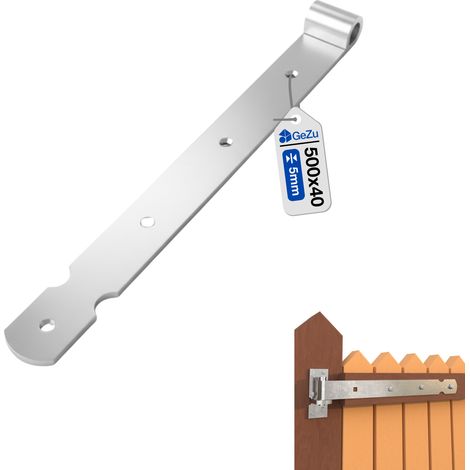 Charnières de portail 500 mm – Galvanoplastie – Penture bout droit – Pentures lourdes avec gonds sur platine – Fixation robuste pour portails et structures bois – GeZu Impex (1/5)