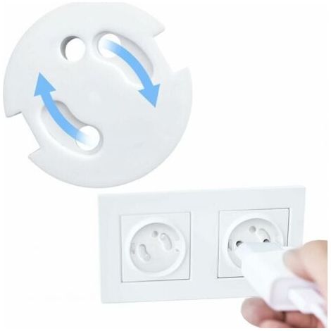 10 Stück Cache Prise Bébé Français-Protection Prises Bebe-Caches Prises Electrique-Sécurité Enfant-Mécanisme Tournant (1/4)