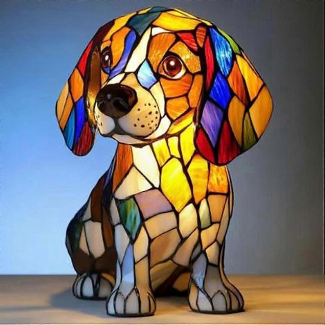 Veilleuse LED créative pour les amoureux des animaux - Lampe décorative artistique sur le thème des chiens avec éclairage doux H