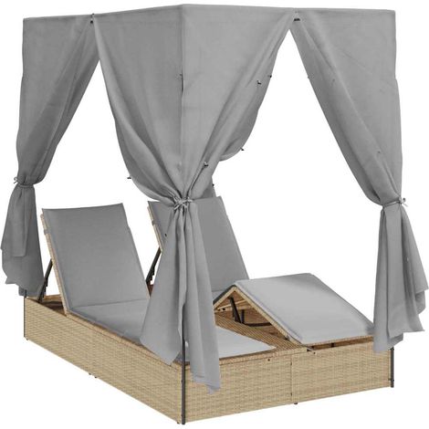 Maison Exclusive - Lettino da sole doppio Grigio 205 x 129 x 200 cm polyrattan