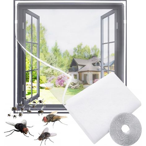 NN15 Moskitonetz für Fensterinsekten 150x150 + Klettverschluss, weiß, gegen Mücken und Fliegen