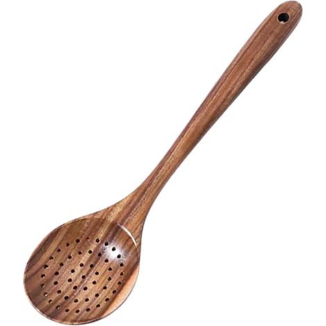 Cuillere en bois ajourée pour casseroles et poêles antiadhésives Ustensile de cuisine pour la cuisson et le service 32.58cm