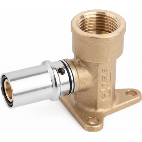 Gomito filettato femmina Ø16x1/2 in ottone nichelato con flangia per tubo multistrato pex-al-pex balpex mp bampi mppa1612
