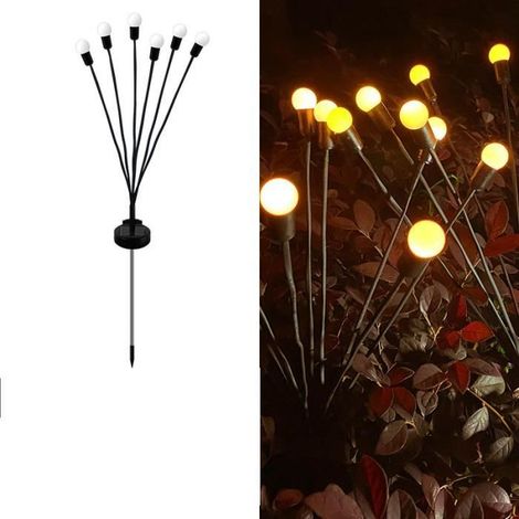 OEMG Lampe Solaire Extérieur LED IP65 Étanche 6 LEDs Balançoire luciole brancher Sol Pour Jardin, Pelous Décoration Lumière Chaude (1/4)