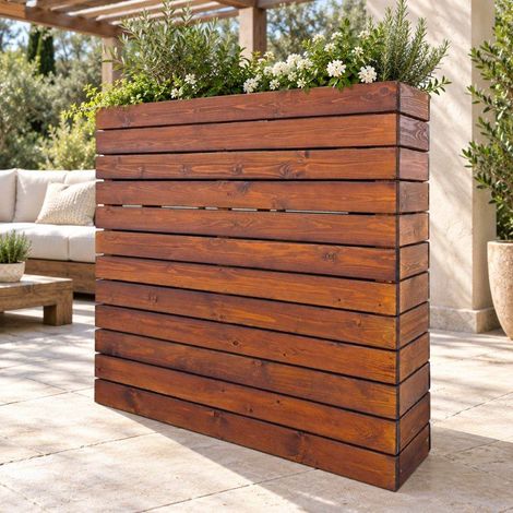 Fioriera divisoria in legno di pino nordico teak 120 × 30 × 120 cm (1/5)