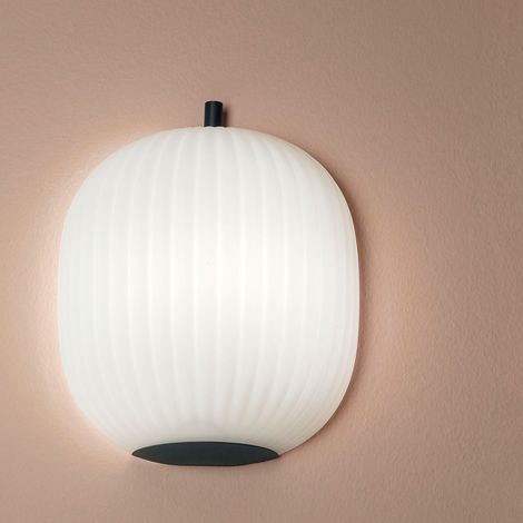 Applique Nera Domizia Collezione Fabas 1 Luce Vetro Soffiato Design Elegante (1/5)