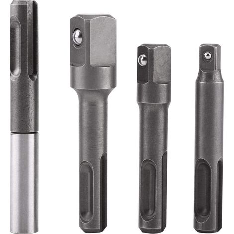 Adaptateur SDS Plus, 4 adaptateurs de douilles SDS Plus avec douille hexagonale 1/4 "et connecteur d'extension de douille à chocs carrée 1/4" 3/8 "1/2" Adaptateur de foret d'alimentation (1/5)