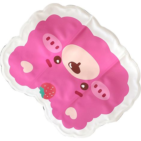 Coussin rafraîchissant pour chaise, motif ours rose mignon, pliable et portable, en gel doux et glacé, idéal pour les étudiants et les employés de bureau. Motif ours rose. (1/5)