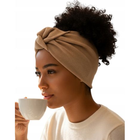 Damen-Haarband, hautfarben, mit Knoten- und Streifenmuster, elegant und bequem, universell einsetzbar (1/4)