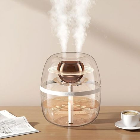 Room humidifier with night light, dual spray and automatic shut-off for home and office (white) (1/5)