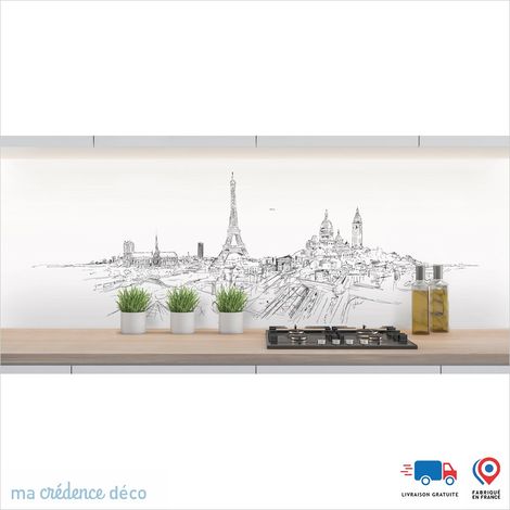 Crédence : Dessin Paris 1 - Couleur noir - Alu composite - 60 - 120 (1/3)