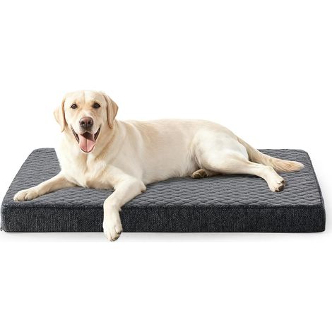 Cama ortopédica para perros JOEJOY, tamaño grande XL, lavable a máquina, suave tela de felpa, base antideslizante, colchón/cama antiestrés, 104 x 69 x 9,5 cm, gris (1/5)