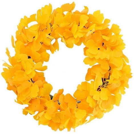 Couronne festive de feuilles de ginkgo biloba artificielles pour la décoration automnale de la maison (1/4)