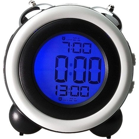 Horloge électronique à écran LCD, horloge de chambre, horloge numérique Bell, grand réveil à cloche, horloge étudiante, génération (1/5)